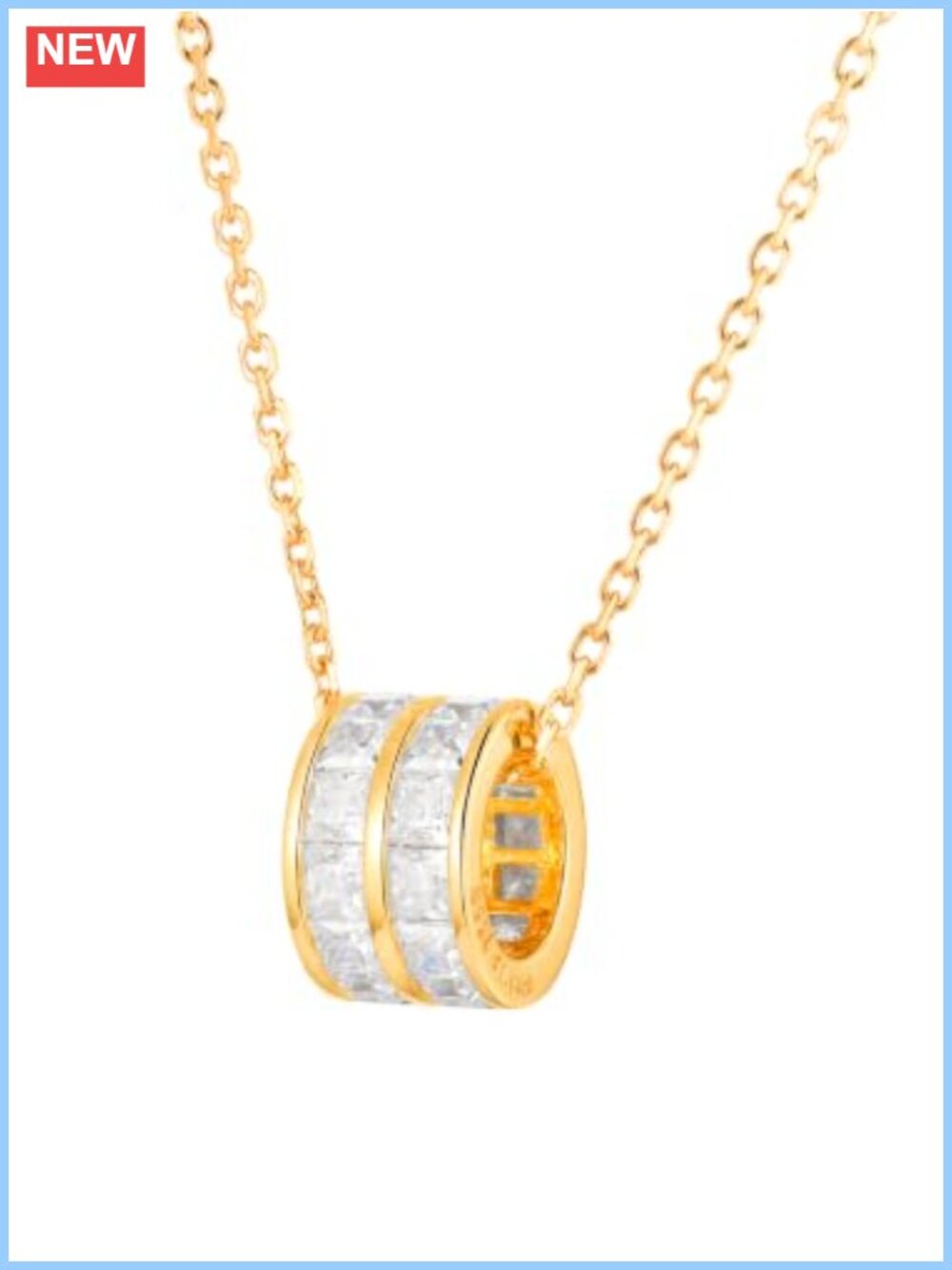 925 Sterling Silver Moissanite Pendant Necklace 18K Gold Plated Bezel Circle